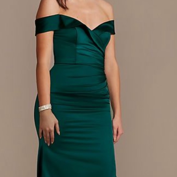David's Bridal Dresses & Skirts - Mermaid satin off shoulder dress